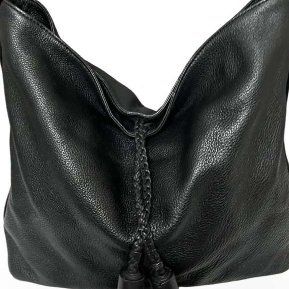 Rebecca Minkoff Isobel Black Pebble Leather Hobo Handbag w/ Tassels - Picture 7 of 11
